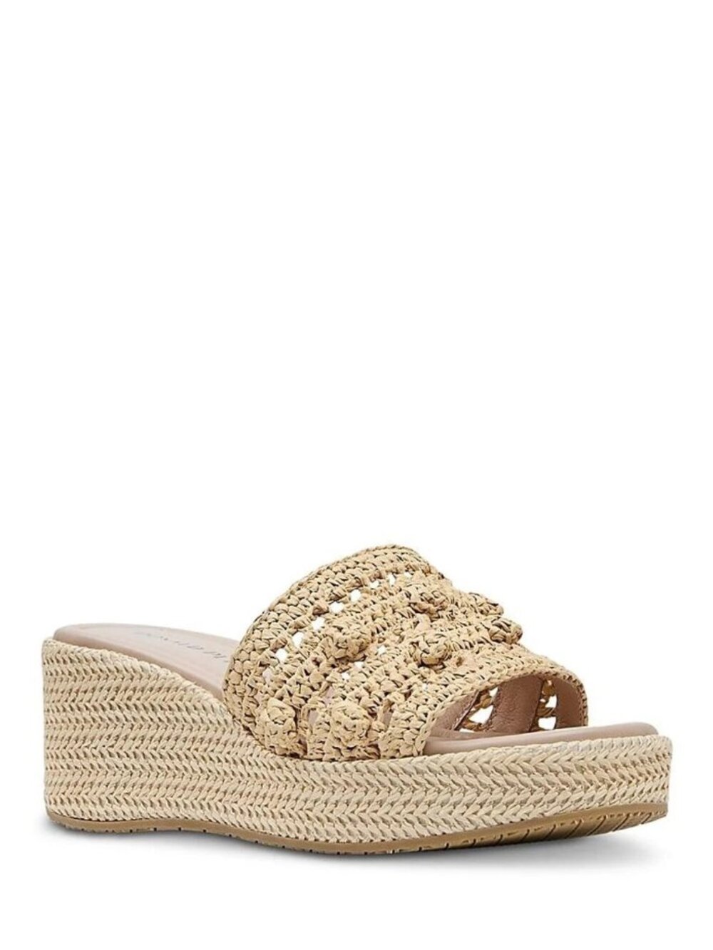 Donald Pliner $198 Jakkir Raffia Macrame Platform Wedge Slide Sandals Sz 6.5 NIB